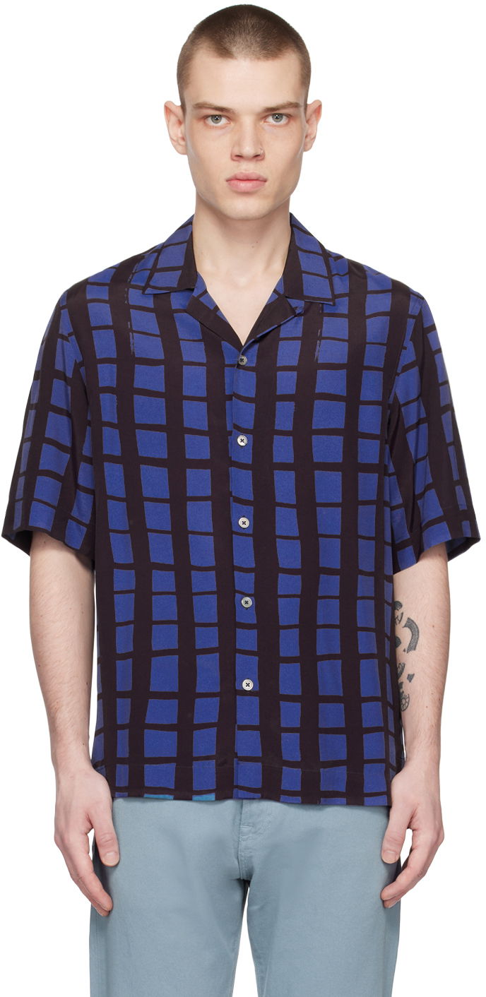 Srajce Paul Smith Paul Smith Check Short Sleeve Shirt Modra | M1R-905U-K01897-47