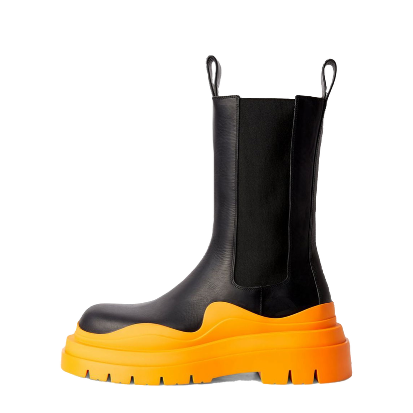 Superge in čevlji Bottega Veneta Leather Tire Chunky-Sole Chelsea Boot Črna | 630284VBS501384