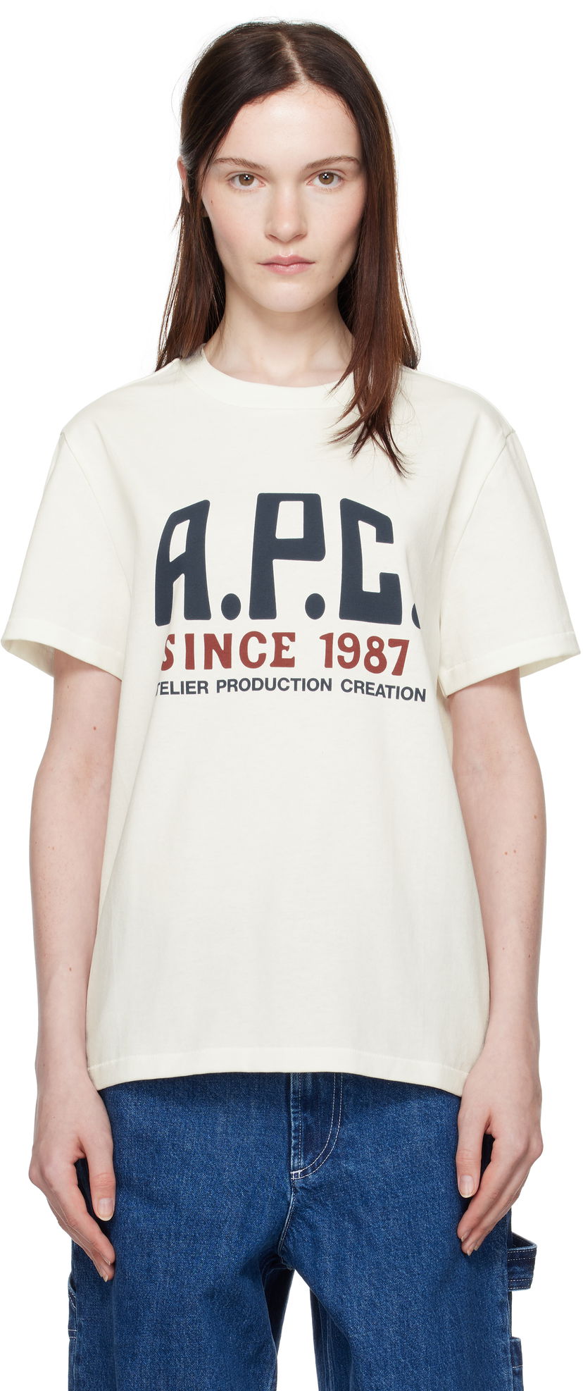 Majica A.P.C. Print Label T-Shirt Bela | COHBU-M26442