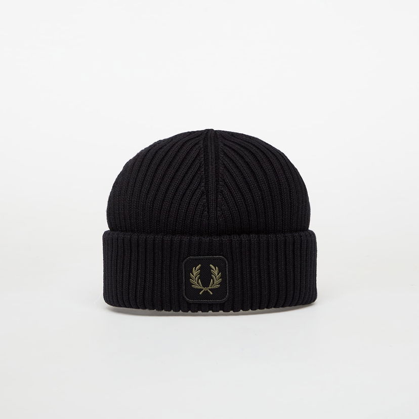 Beanie Fred Perry FRED PERRY Cotton Ribbed Beanie Črna | C1138 102