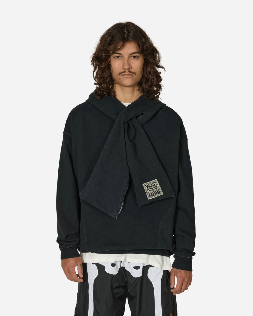 Pulover KAPITAL Attached-Scarf Hoodie Črna | EK-1606LC I-B