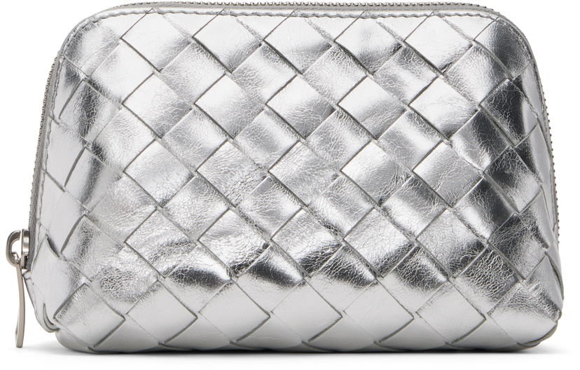 Denarnica Bottega Veneta Bottega Veneta Intrecciato Small Half-Moon Pouch Kovinski | 764044 V4P10