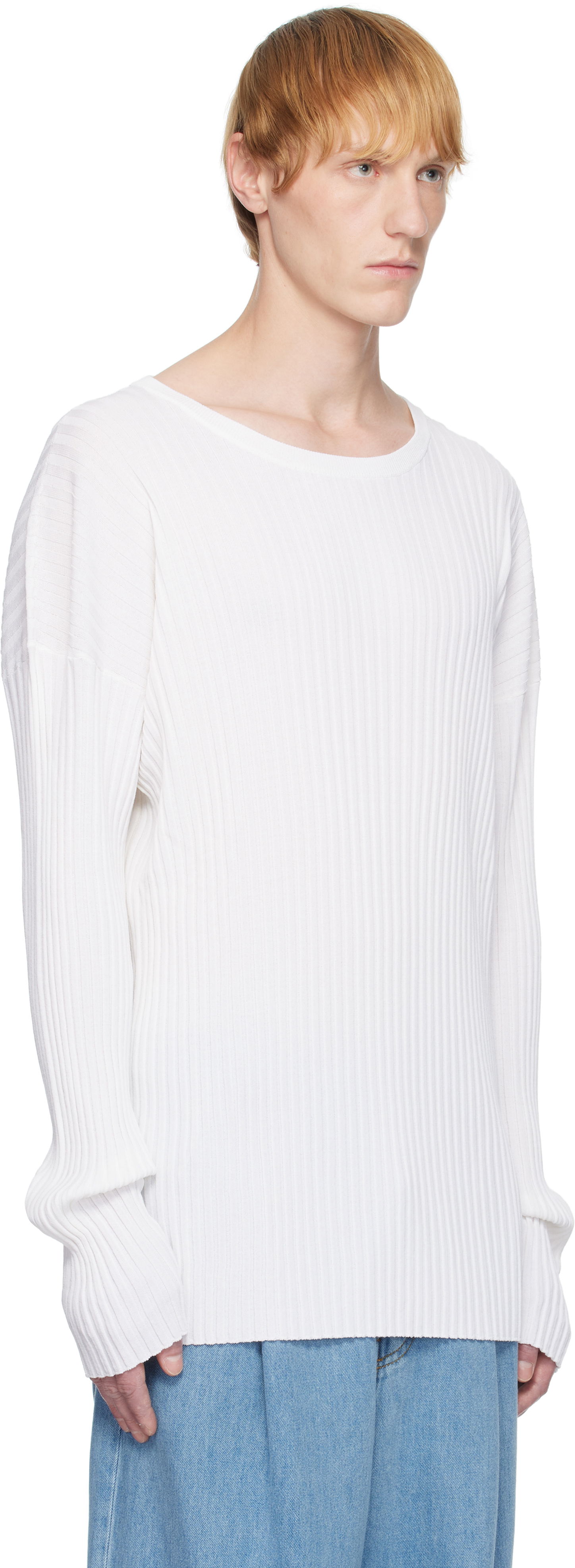 Pleteni pulover Maison Margiela MM6 Maison Margiela Rib-Knit Sweater Bela | SH2HL0020 M13125, 1
