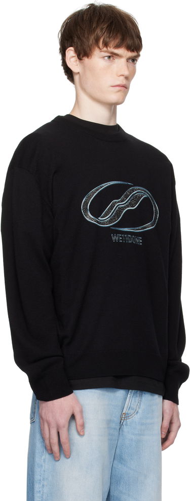 Pleteni pulover We11done We11done Logo Rhinestone Knit Pullover Črna | WD-KO2-25-652-U-BK, 1