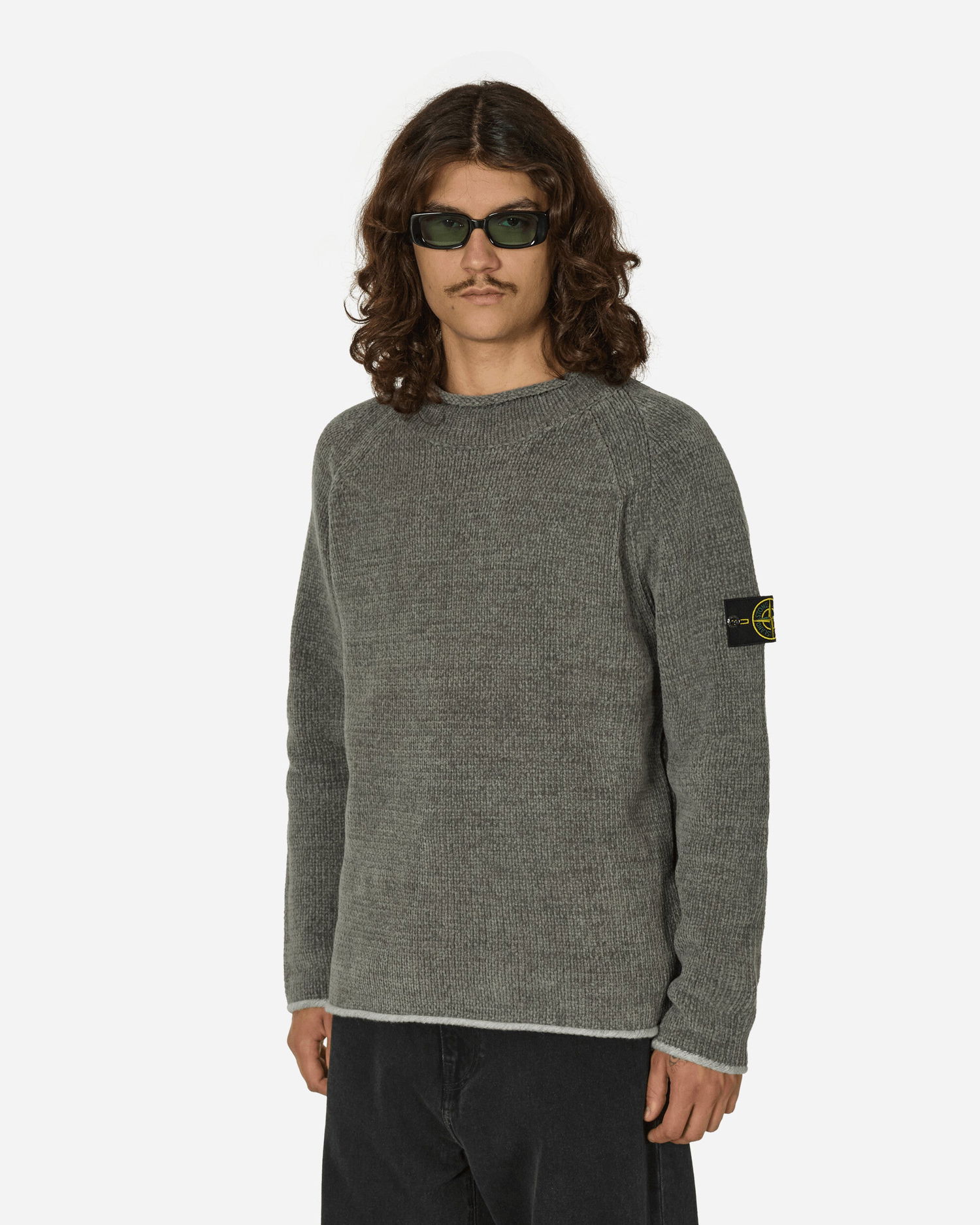 Pleteni pulover Stone Island Cotton Chenille Crewneck Sweater Grey Siva | 8115557A9 V0066, 0