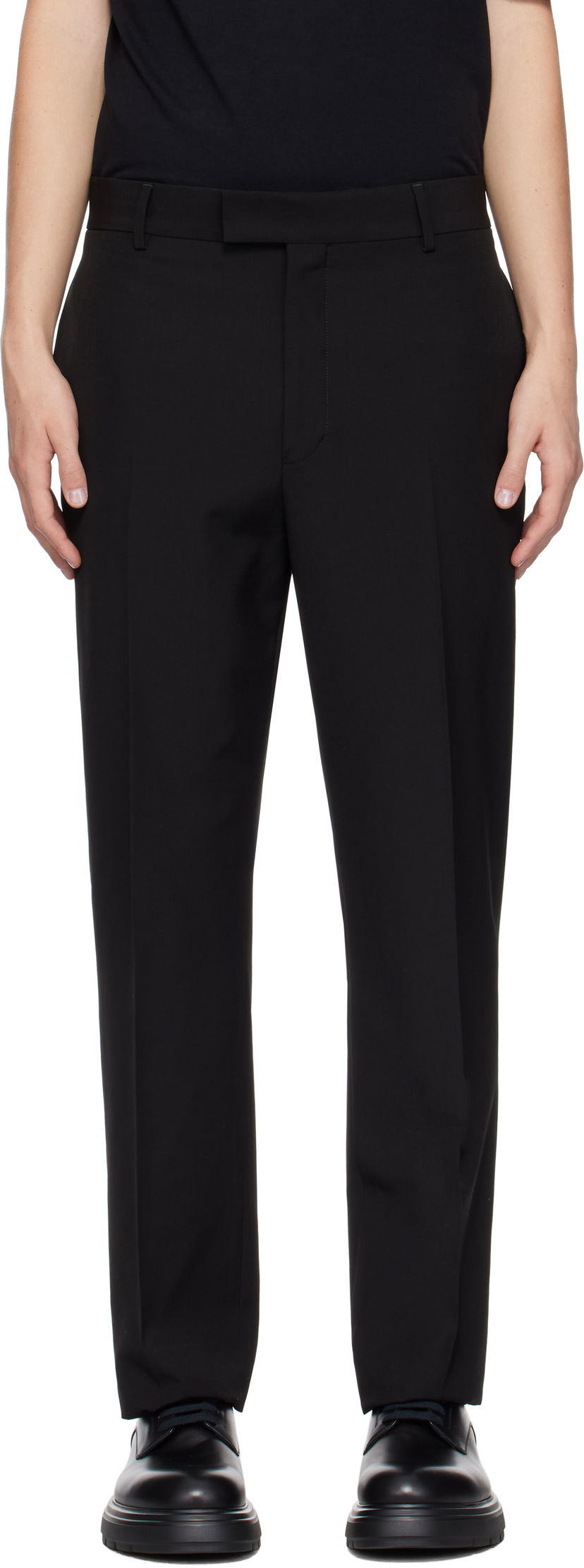 Hlače FERRAGAMO Flat Front Trousers Črna | 776972