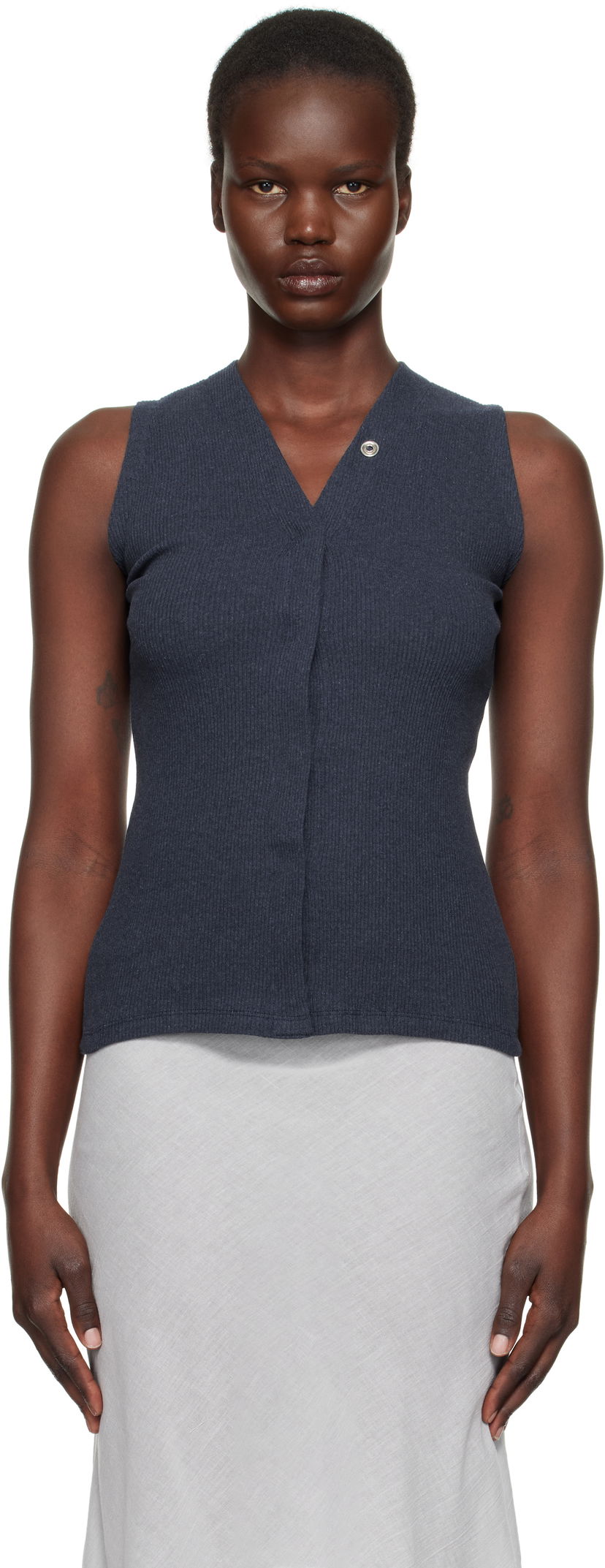 Majica brez rokavov Baserange Sleeveless Snaps Top Modra | TOTVT-RC-SP25