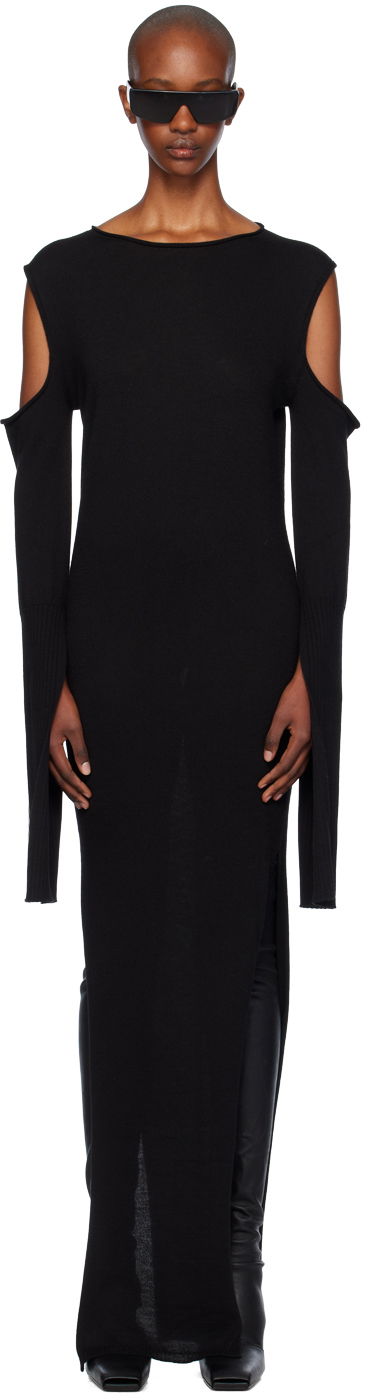 Obleke Rick Owens Rick Owens Porterville Cape Sleeve Maxi Dress Črna | RP02D3610 M