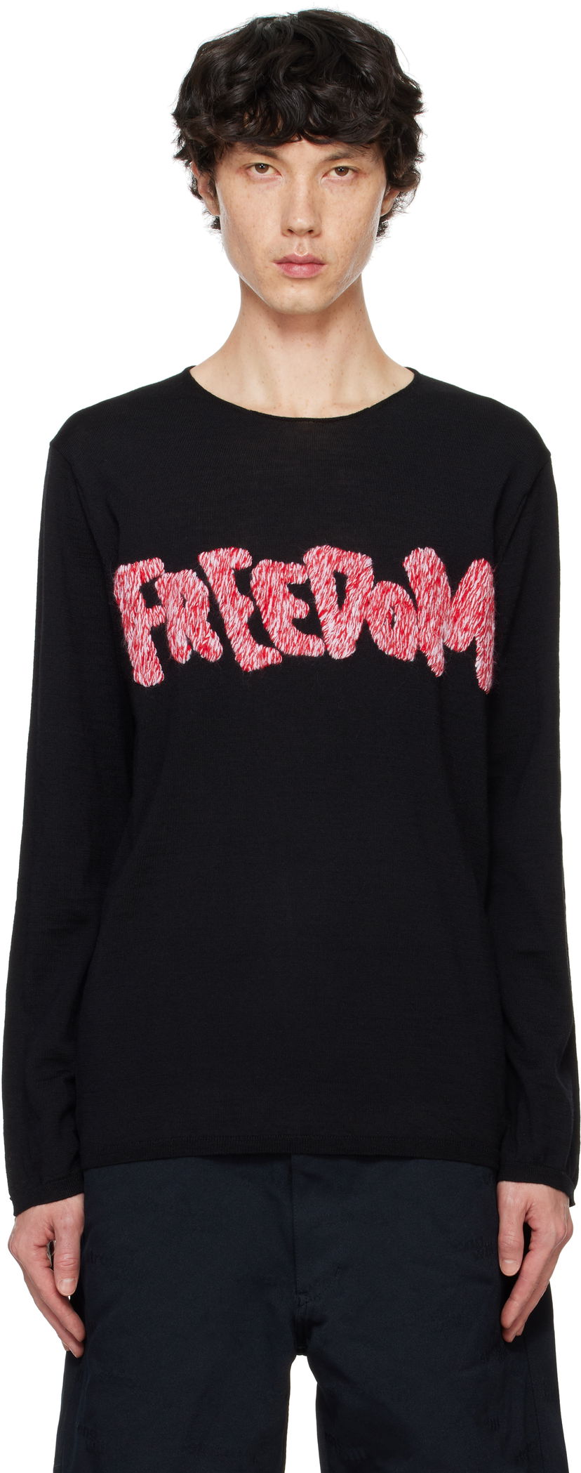 Pleteni pulover Comme des Garçons Black 'Freedom' Sweater Črna | FN-N001-051