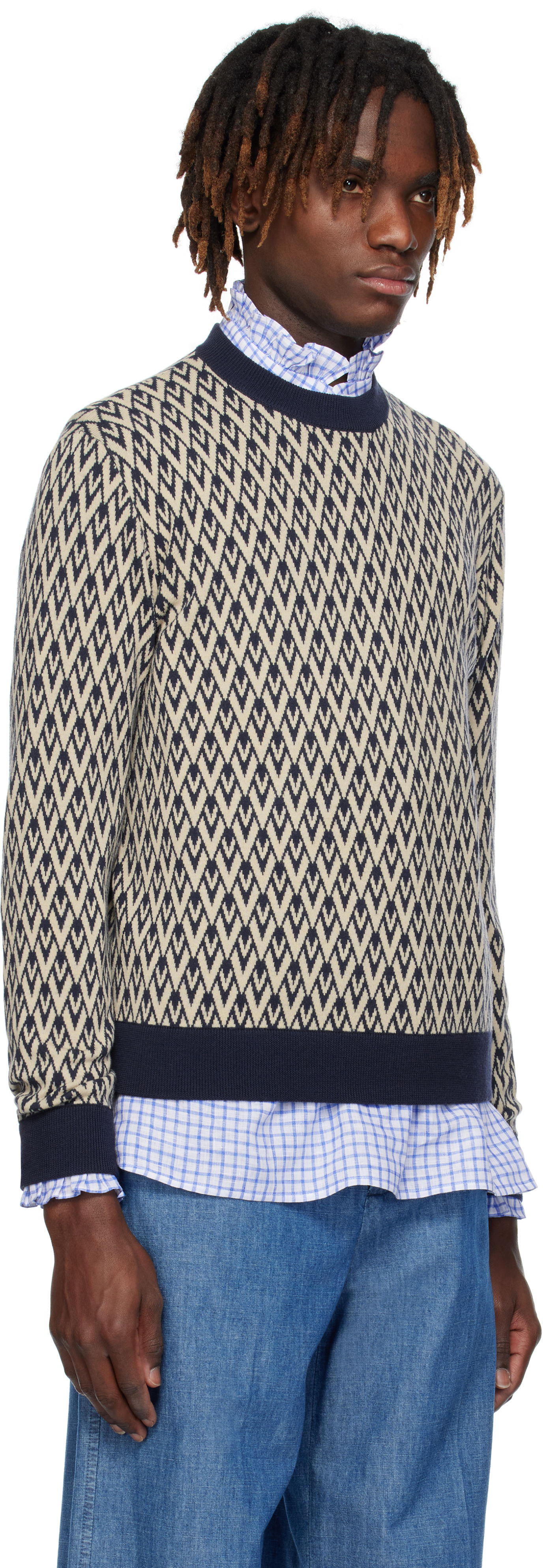 Pleteni pulover Valentino Valentino 'Toute La V' Patterned Sweater Bež | 6V3KC33KAR0, 1
