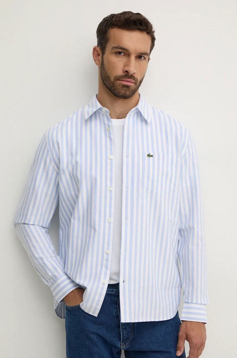 Srajce Lacoste Lacoste Regular Fit Striped Shirt Modra | CH5623