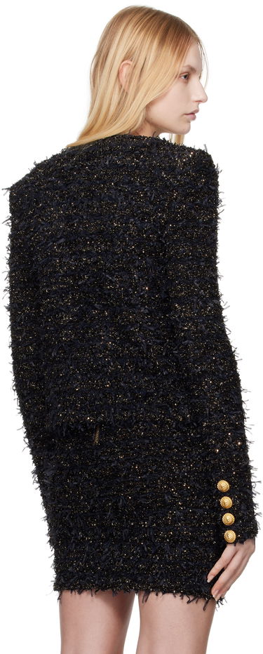 Jakna Balmain Balmain Tweed Jacket with Gold-Tone Buttons Črna | EF1SK048KB19, 2