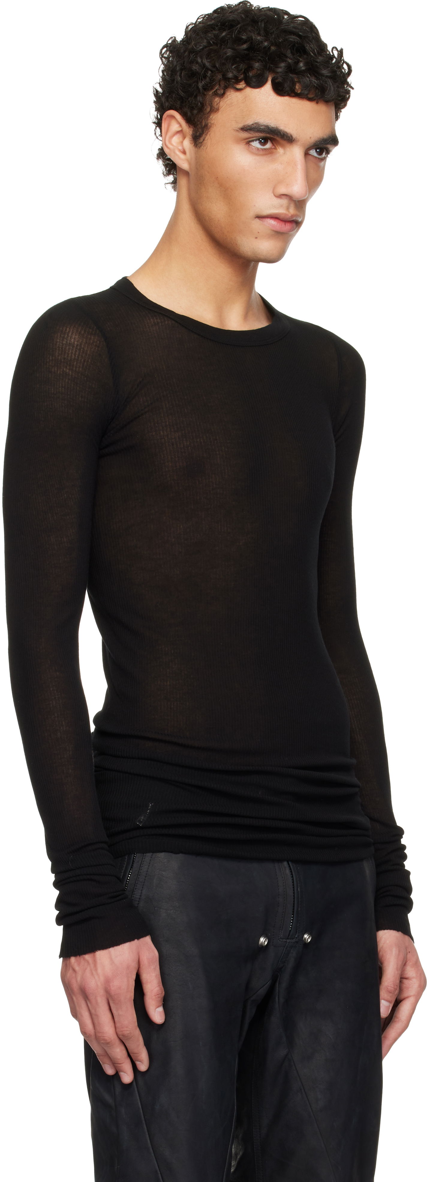 Majica Rick Owens Rick Owens Hollywood Rib Long Sleeve T-Shirt Črna | RU01E5250 RC, 1