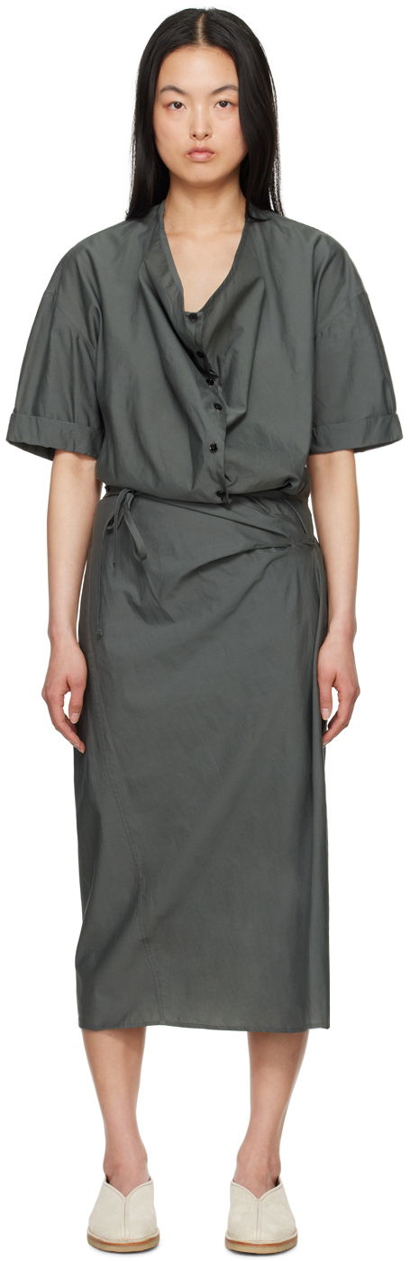 Obleke LEMAIRE Lemaire Wrap Midi Dress Zelena | DR1068 LF1209