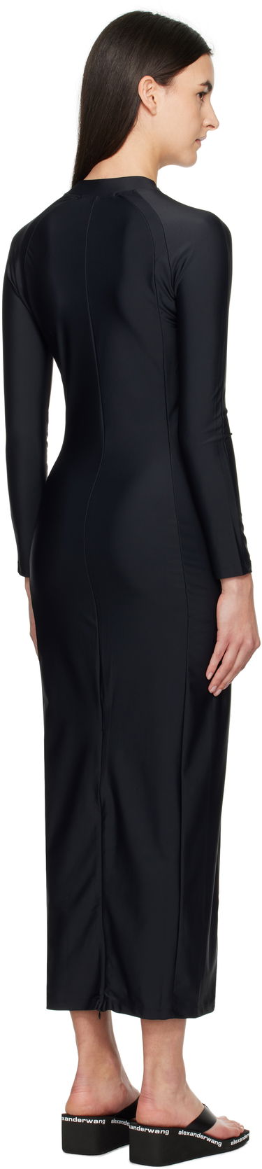 Obleke Alexander Wang Alexander Wang Rashguard Long Sleeve Maxi Dress Črna | 4CC1256293, 2