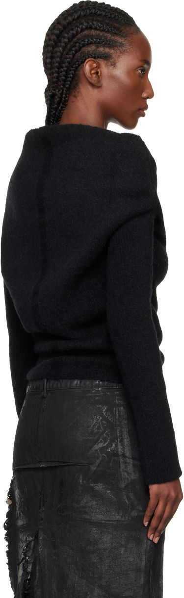 Pleteni pulover Rick Owens Rick Owens Concordians Runway Draped Neck Long Sleeve Sweater Črna | RO02E4675 KWP, 2