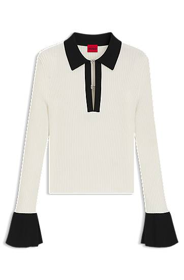 Polo majica BOSS Knit Polo Shirt with Contrast Collar and Cuffs Bela | 50542608