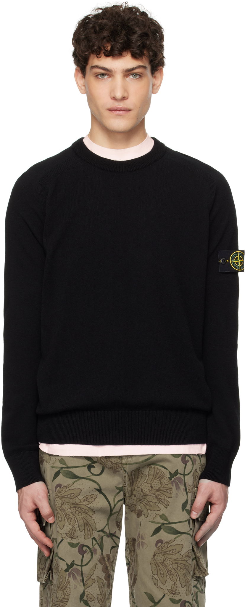 Pleteni pulover Stone Island Stone Island Light Geelong Wool Sweater Črna | K1S15 5100045 S00B4