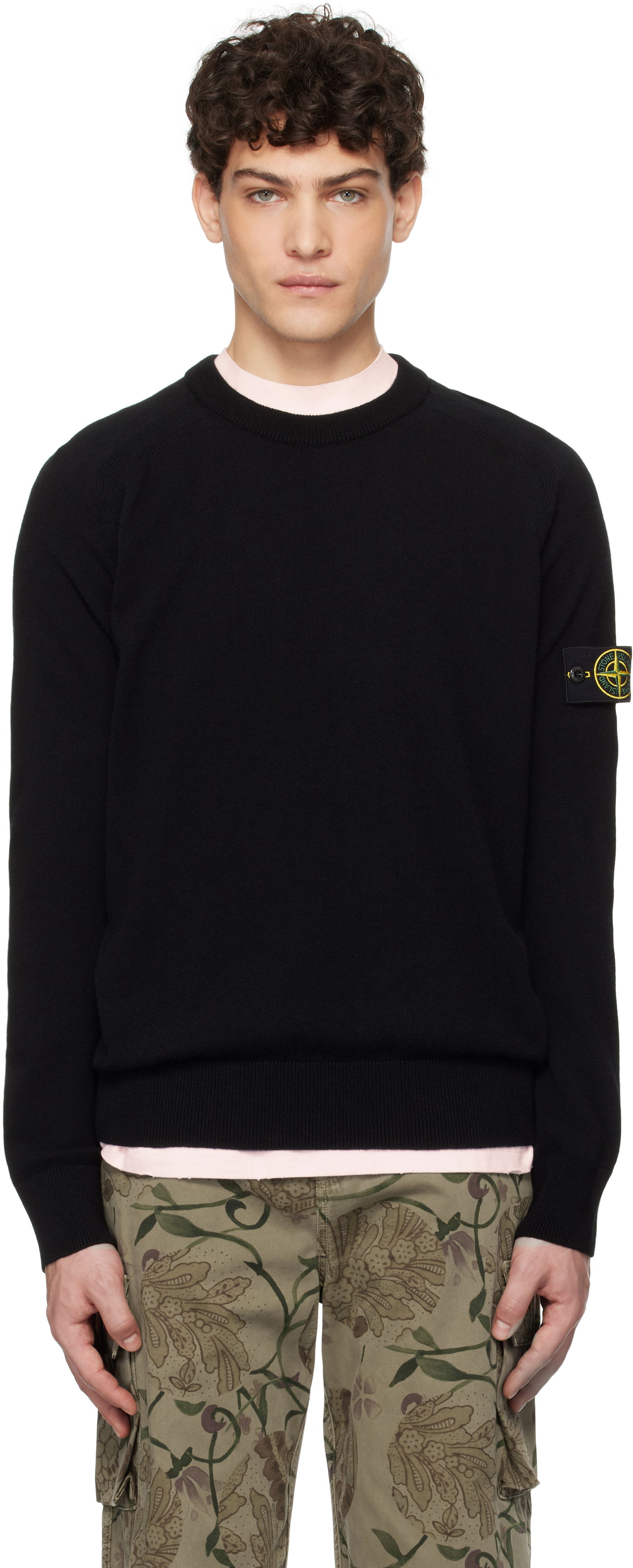 Pleteni pulover Stone Island Stone Island Light Geelong Wool Sweater Črna | K1S15 5100045 S00B4, 0