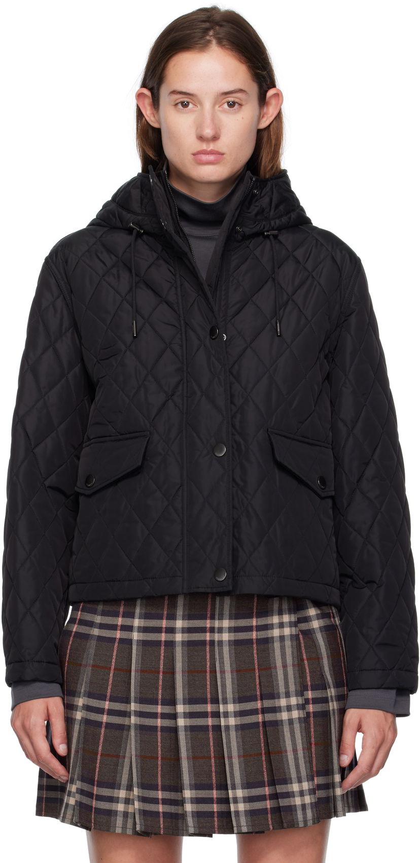 Jakna Burberry Burberry Pembroke Quilted Hooded Jacket Črna | 8113838