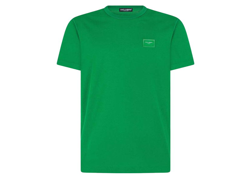 Majica Dolce & Gabbana Cotton Logoed Plaque T-shirt Green Zelena | G8KJ9TFU7EQV0396