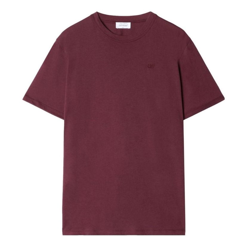 Majica Off-White Embroidered Cotton T-Shirt Bordo | OMAA027F23JER0072828