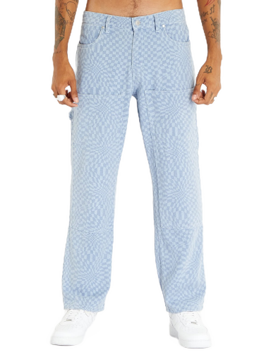 Hlače Pleasures Washy Double Knee Work Pants Blue Modra | P23F008 BLUE