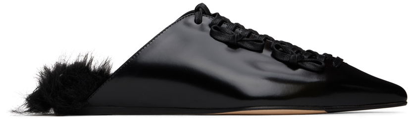 Oblačila Simone Rocha Simone Rocha Pointed-Toe Faux-Fur Slippers Črna | PMP19F 0740
