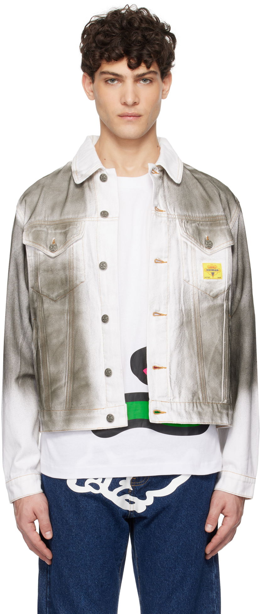 Jakna BBC IceCream ICECREAM Oil Stained Denim Trucker Jacket Siva | ICW008