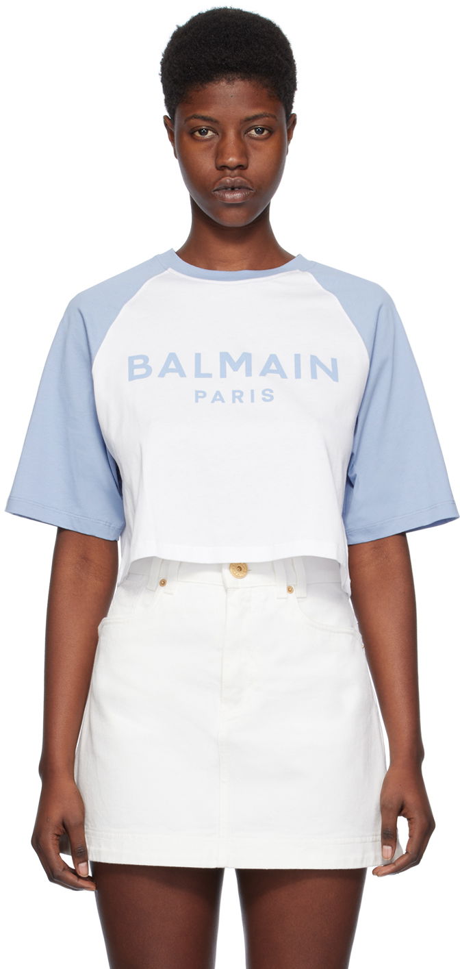 Majica Balmain Raglan Sleeve T-Shirt Bela | CF1EE090BB02, 0