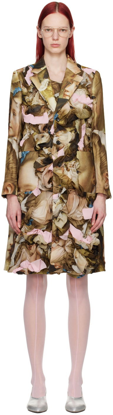 Plašči Comme des Garçons Ruched Print Coat Rjava | GM-J003-051