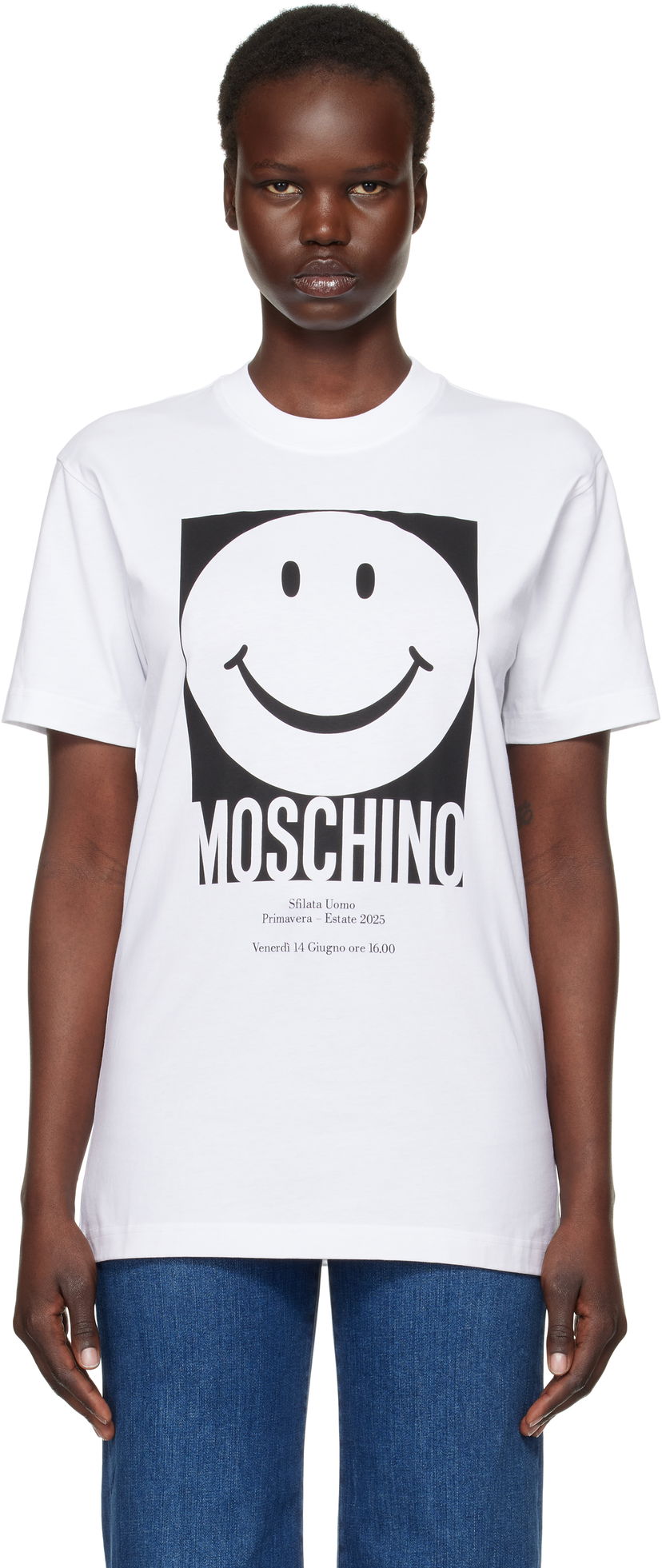 Majica Moschino Smiley Graphic T-shirt Bela | J071605411001