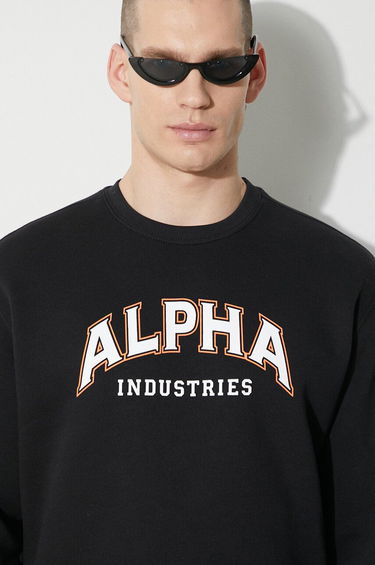 Pulover Alpha Industries Alpha Industries College Print Sweatshirt Črna | 146301, 4