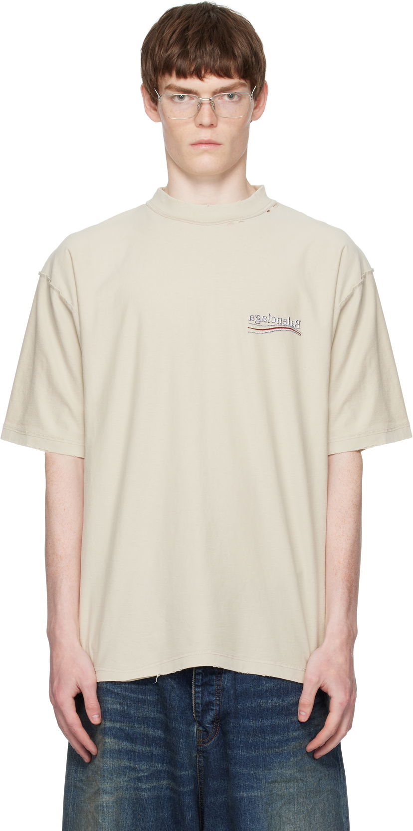Majica Balenciaga Balenciaga Political Campaign Inside-Out T-Shirt Bež | 830247TSVF38573