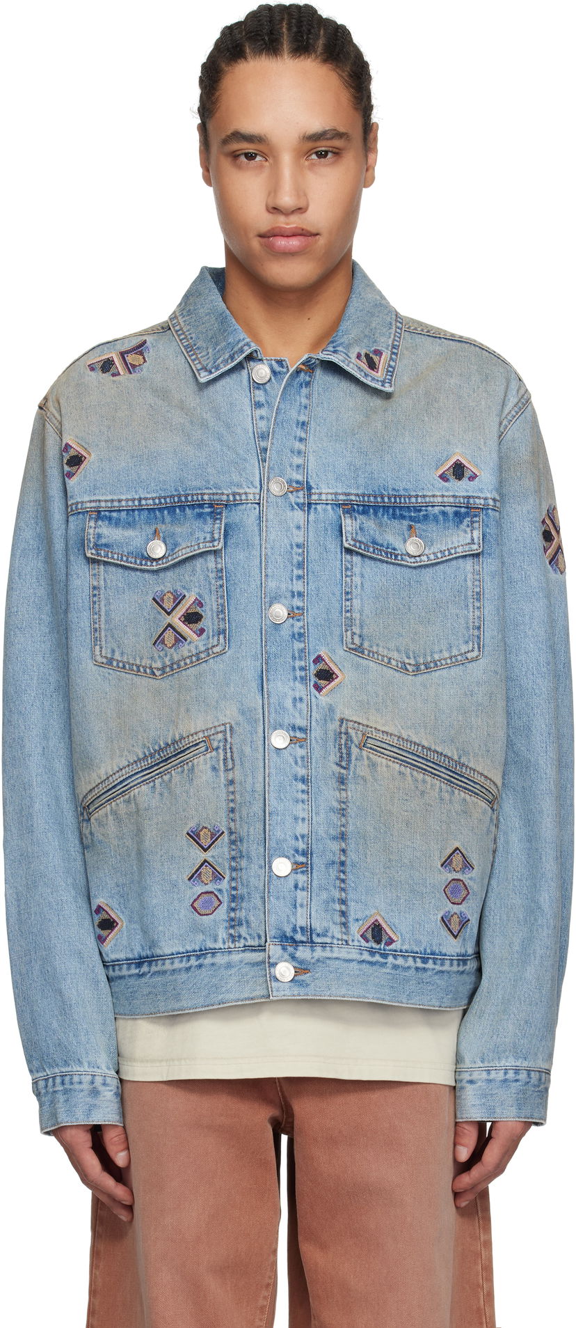 Jakna ISABEL MARANT Isabel Marant Jango Embroidered Denim Jacket Modra | VE0061HH-C2H02H