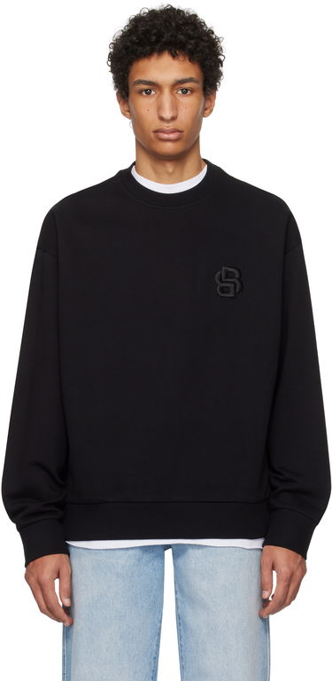 Pleteni pulover BOSS Mercerized Cotton Sweatshirt Črna | 50533075, 0