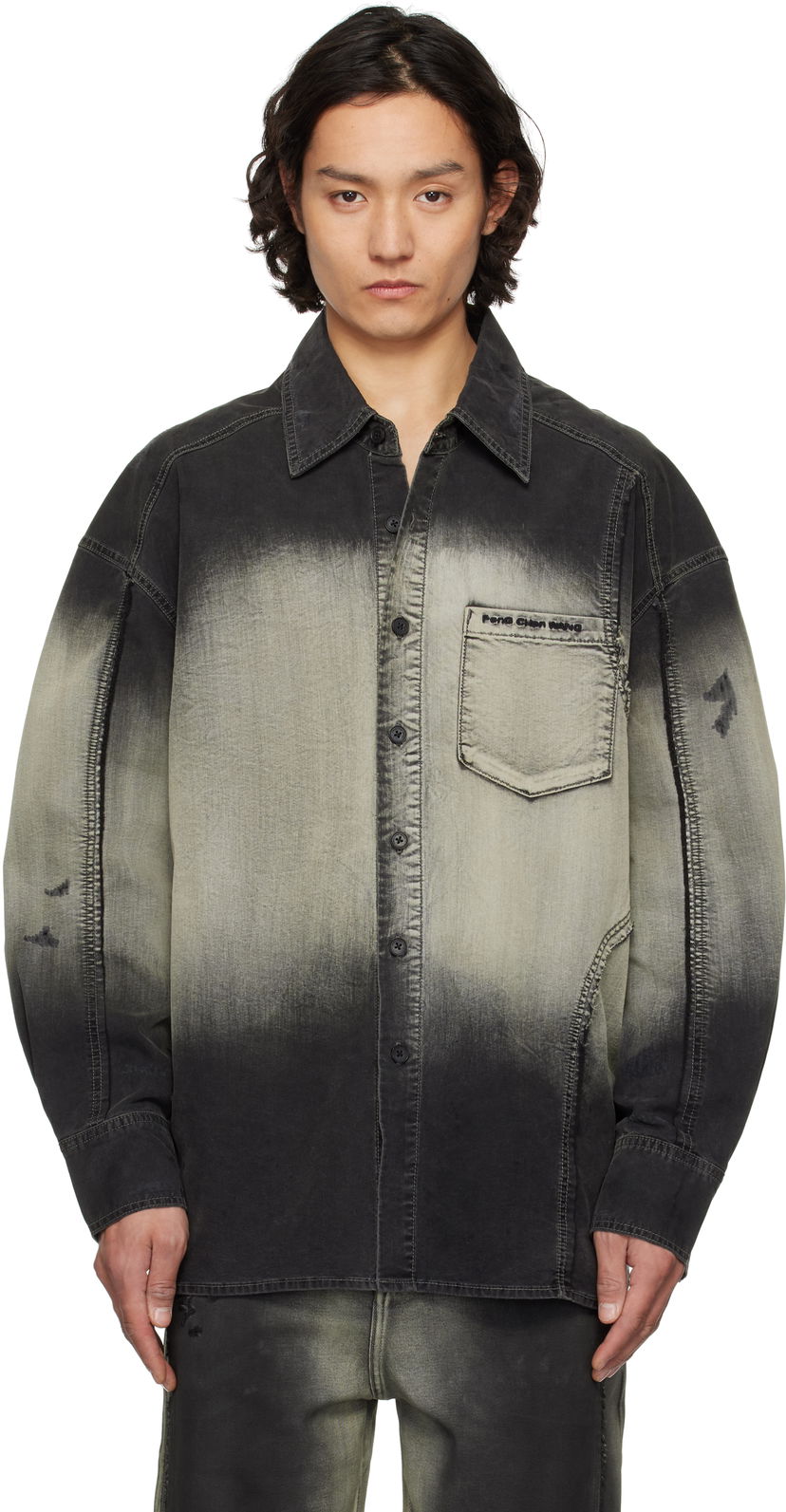Srajce Feng Chen Wang Feng Chen Wang Gradient Denim Shirt Črna | FUS19JK07