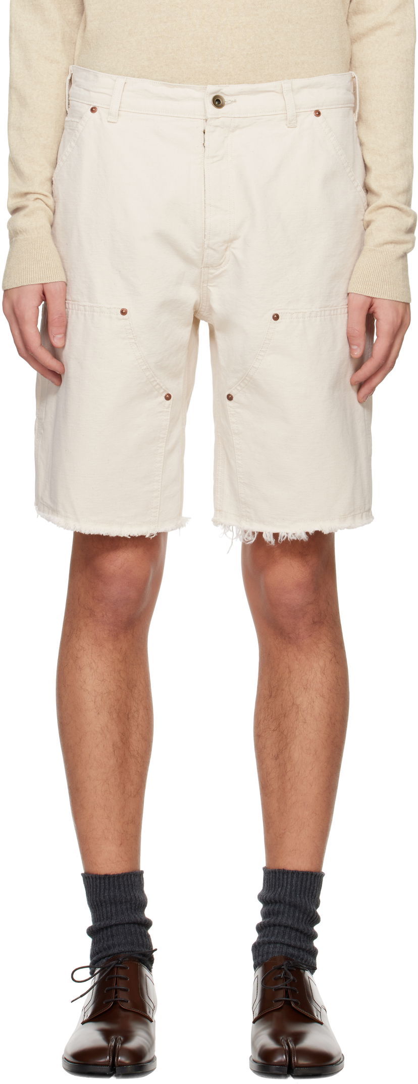 Kratke hlače Maison Margiela Maison Margiela Stud Denim Shorts Bela | S50MU0082 M35261