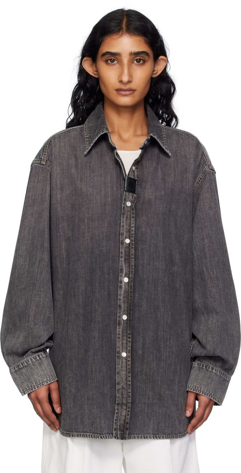 Srajce Stella McCartney Stella McCartney Lightweight Denim Shirt Siva | 6D03973SQH31