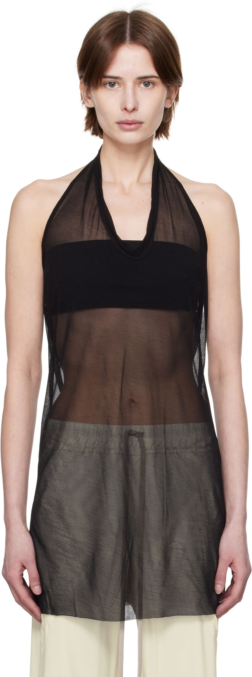 Majica brez rokavov Rick Owens Rick Owens Hollywood Halter Tank Top Črna | RP01E7108 JCR
