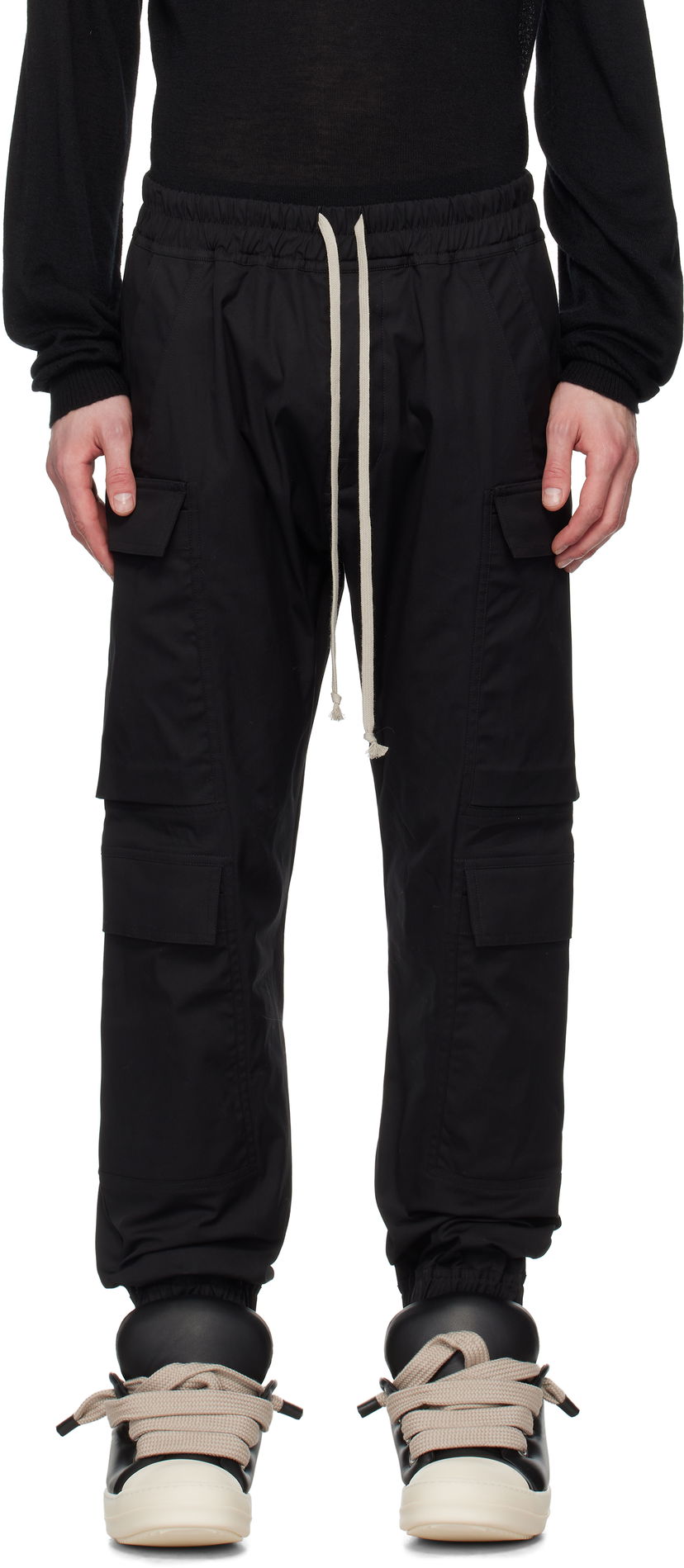 Cargo hlače Rick Owens Rick Owens Hollywood Mastodon Megacargo Pants Črna | RU01E5337 TE