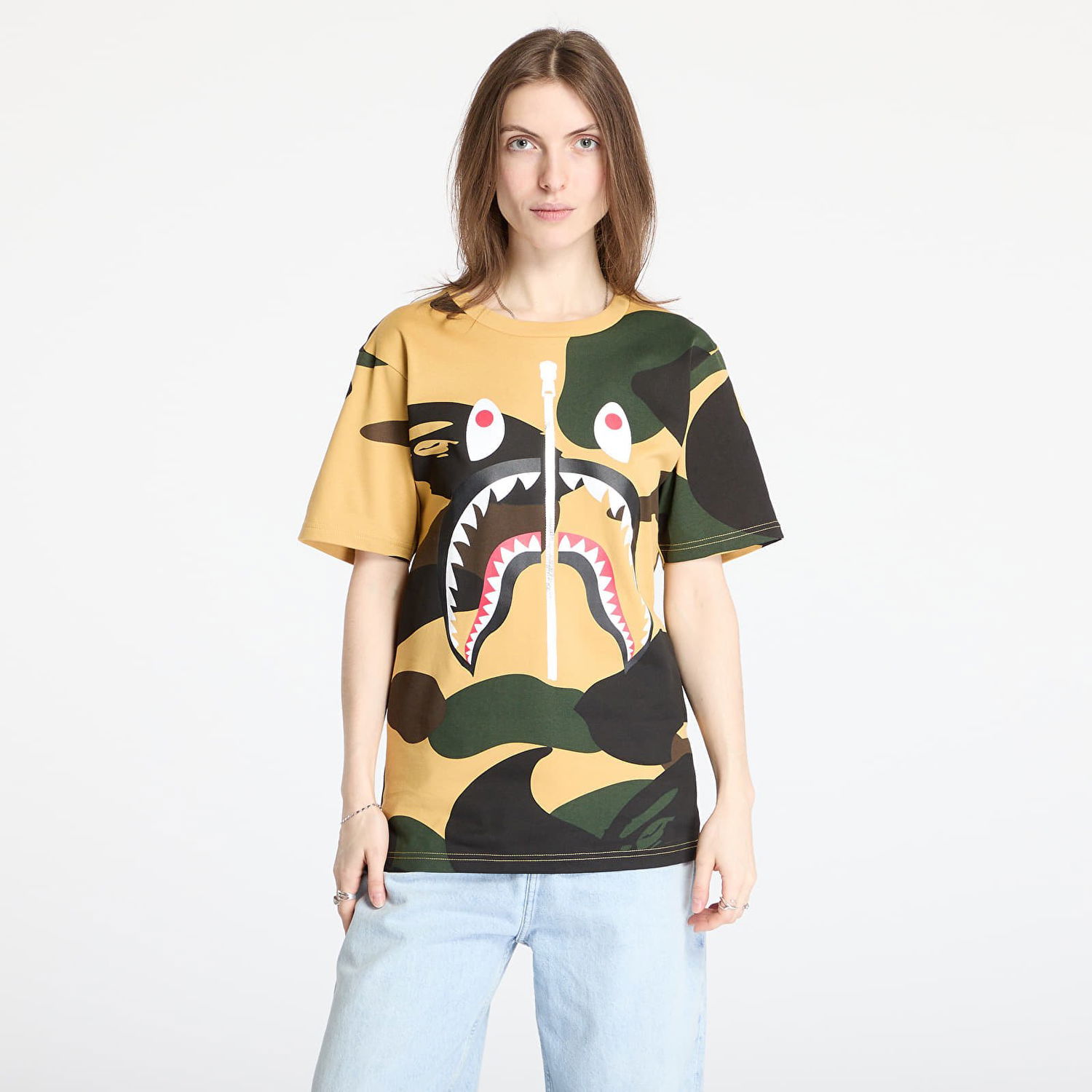 Majica BAPE A BATHING APE Giant 1St Camo Shark Graphic Tee Rumena | 001CSL301011MYEL, 0
