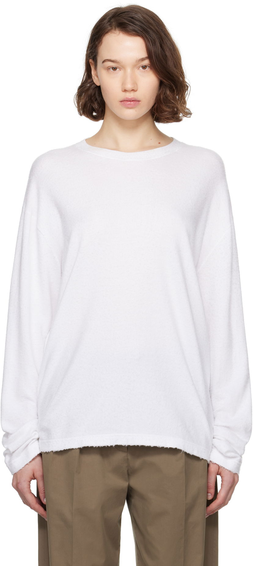 Pleteni pulover The Row The Row Kabira Sweatshirt Bela | 8942-Y916