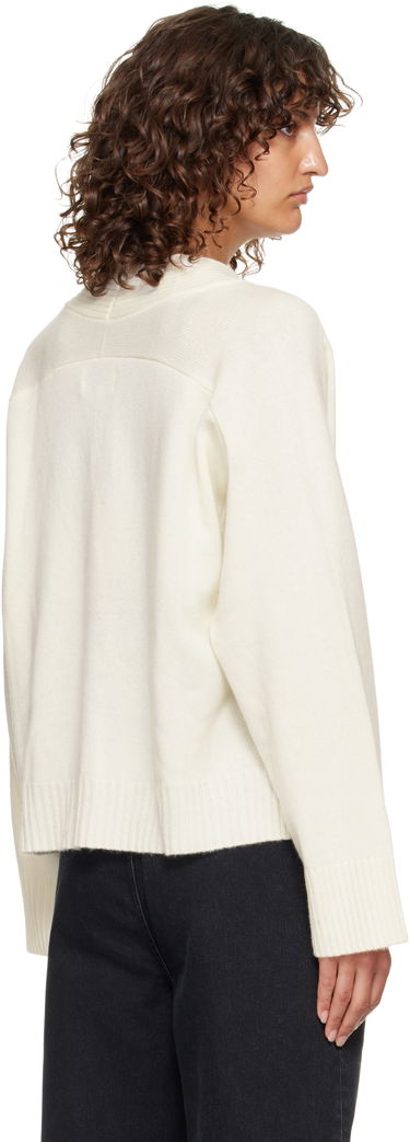 Pleteni pulover Loulou de Saison Loulou de Saison Kaia Ribbed Neckline Cardigan Bela | KAIA LDS, 2