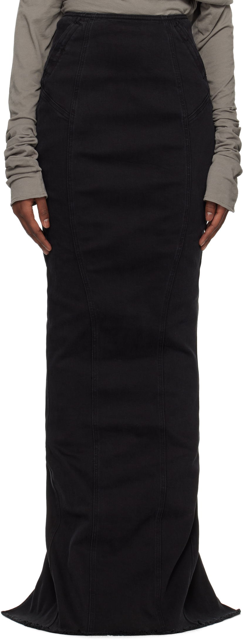 Krila Entire Studios Channel Denim Maxi Skirt Črna | ES2572MA