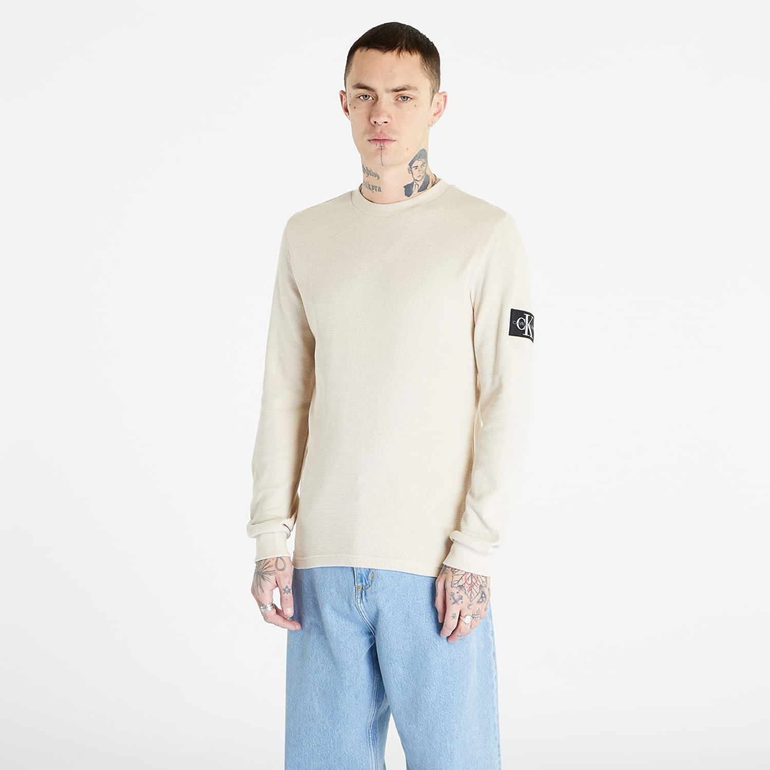 Majica CALVIN KLEIN Monologo Badge Waffle Bež | J30J316610 ACI, 0