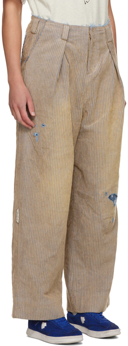 Hlače ADER ERROR Carid Wide Leg Distressed Trousers Bež | BMADFWBT0106BG, 1