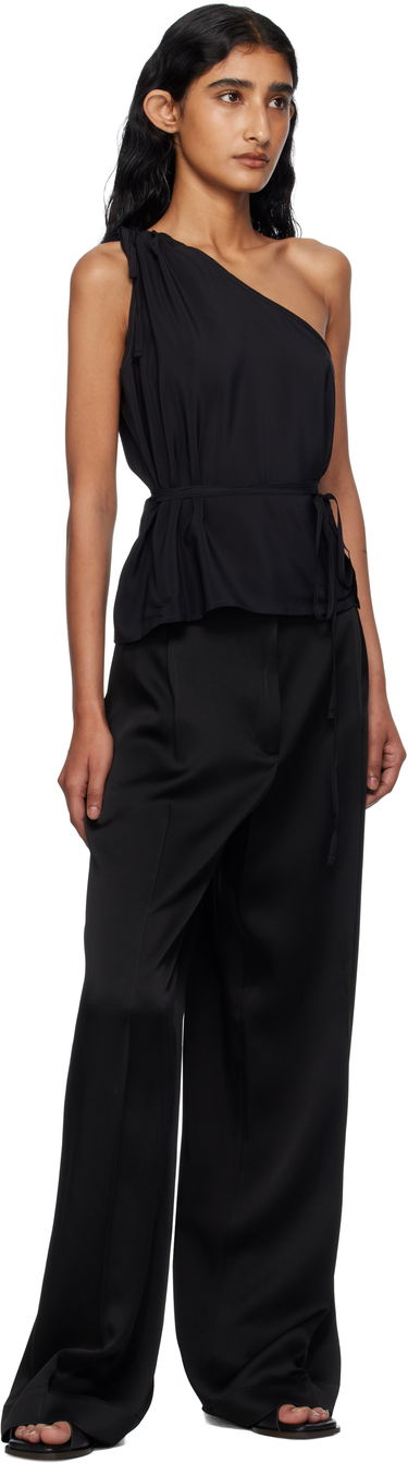Majica brez rokavov Baserange Baserange One-Shoulder Tie-Waist Camisole Črna | TSVI-SC-AU25, 3