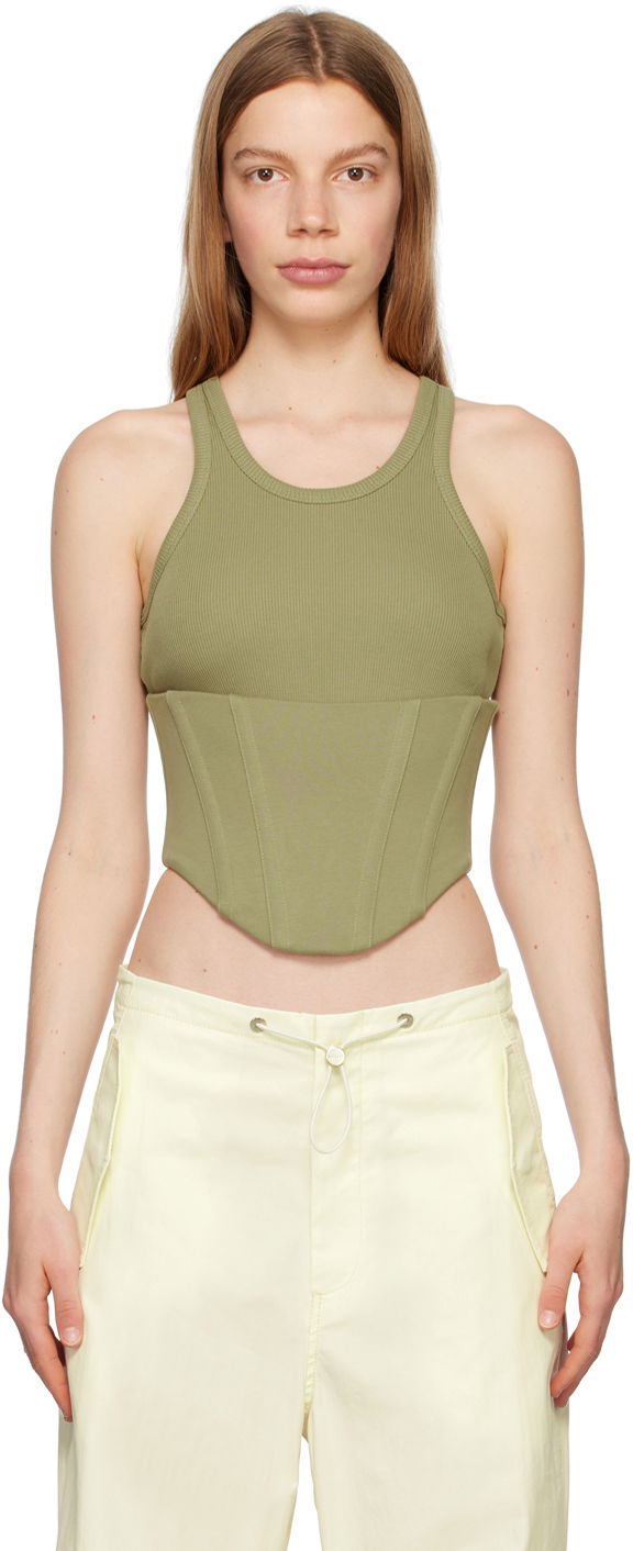 Majica brez rokavov Dion Lee Dion Lee Float Ribbed Tank Top Zelena | C3146P23