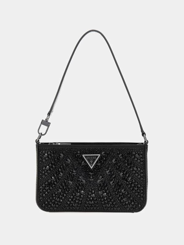 Torba za čez ramo GUESS Crystal Embellished Mini Shoulder Bag Črna | HWXM9528720